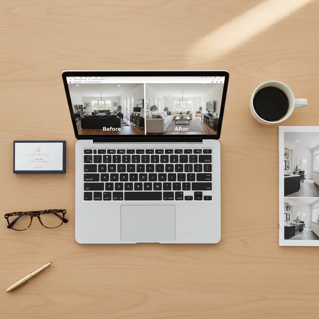 Successful real estate agent with professional listing presentation