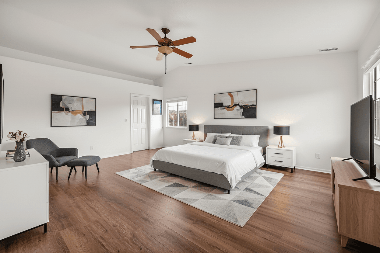 Empty bedroom, staged, after